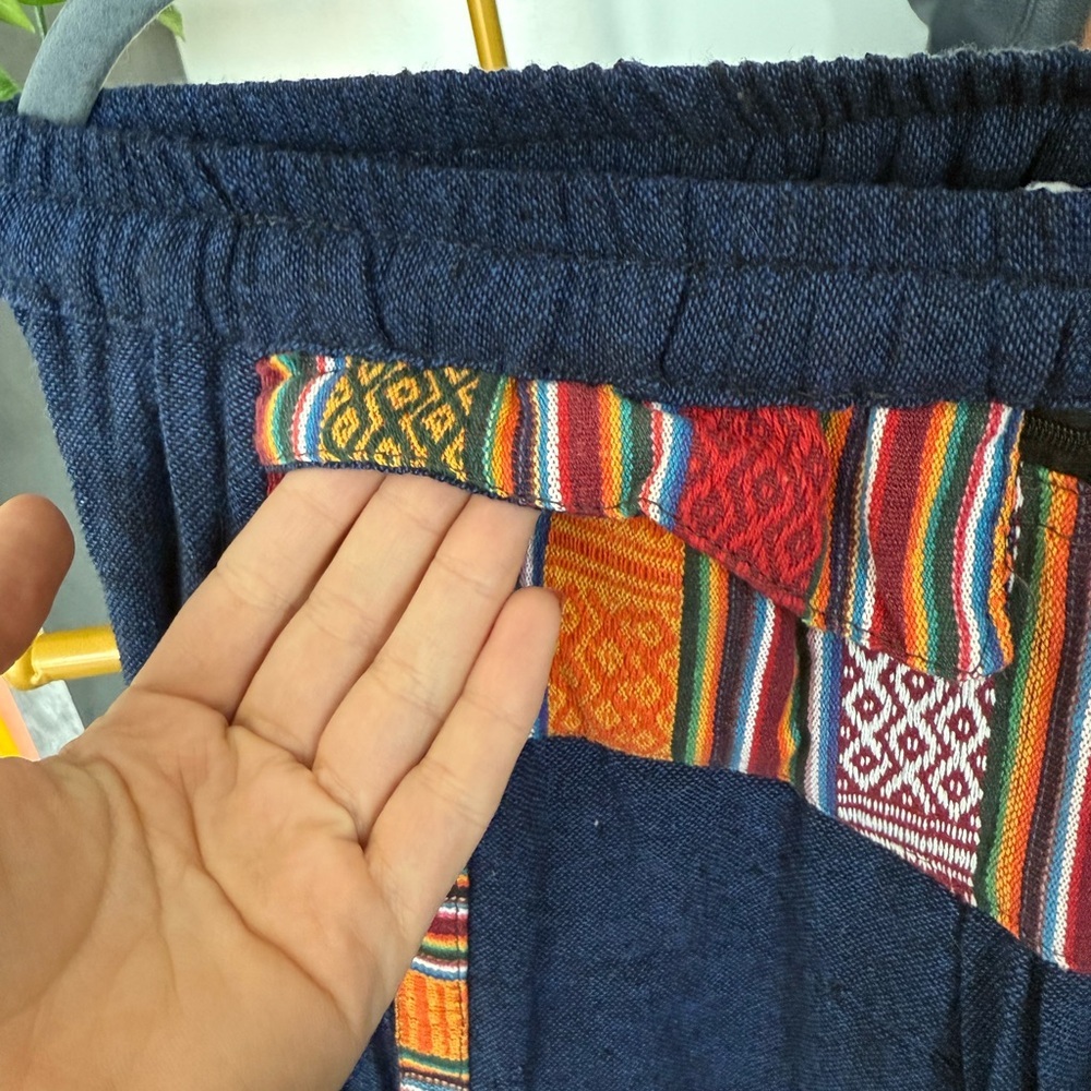 Tibetan Himalayan or Boho Patterned Harem Cargo Pants 100% cotton with Pockets - Picture 4 of 7